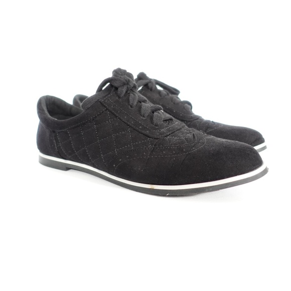 Forever 21 Black Quilted Suede Oxford Flats | Chic & Timeless - Picture 1 of 8